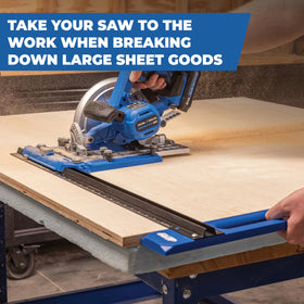 Sled base seating firmly on workpiece for repeatable cuts
