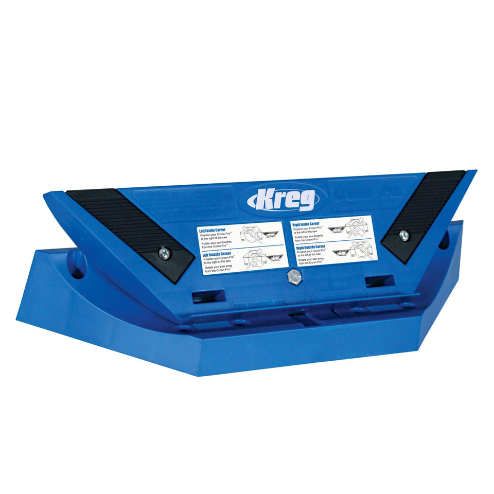 Kreg KMA2800 Crown-Pro right-cut feature for seamless crown joints.
