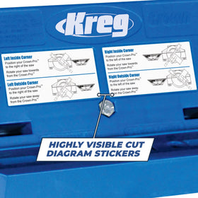 Kreg Crown-Pro in a workshop setup delivering neat, flush edges.