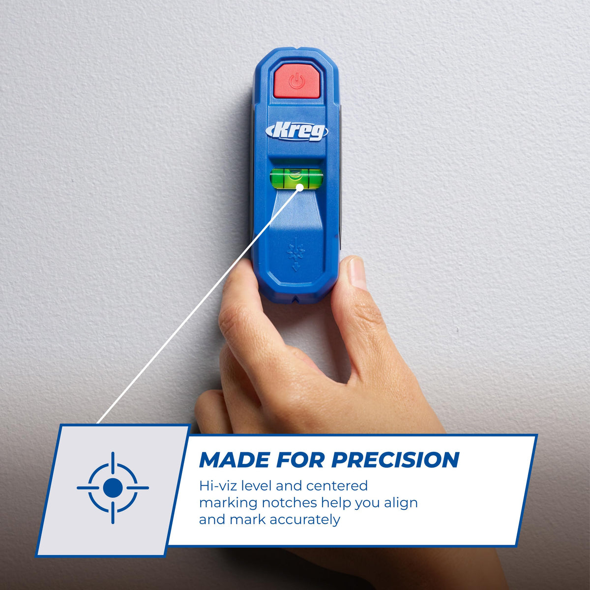 Kreg KMM1000LZ helps plan anchor points for shelves and cabinets.