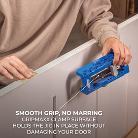 Kreg depth guide with flush trim bit enables precise hinge mortises
