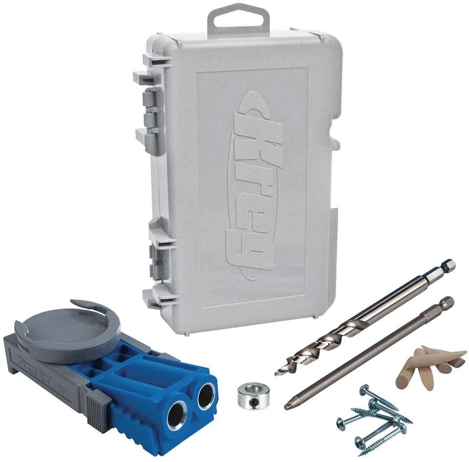 Kreg R3 Jr pocket-hole jig front view, portable design for easy setup.