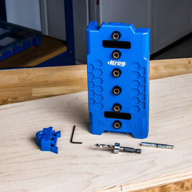 Kreg Shelf Pin Jig edge-aligned design keeps drilling straight