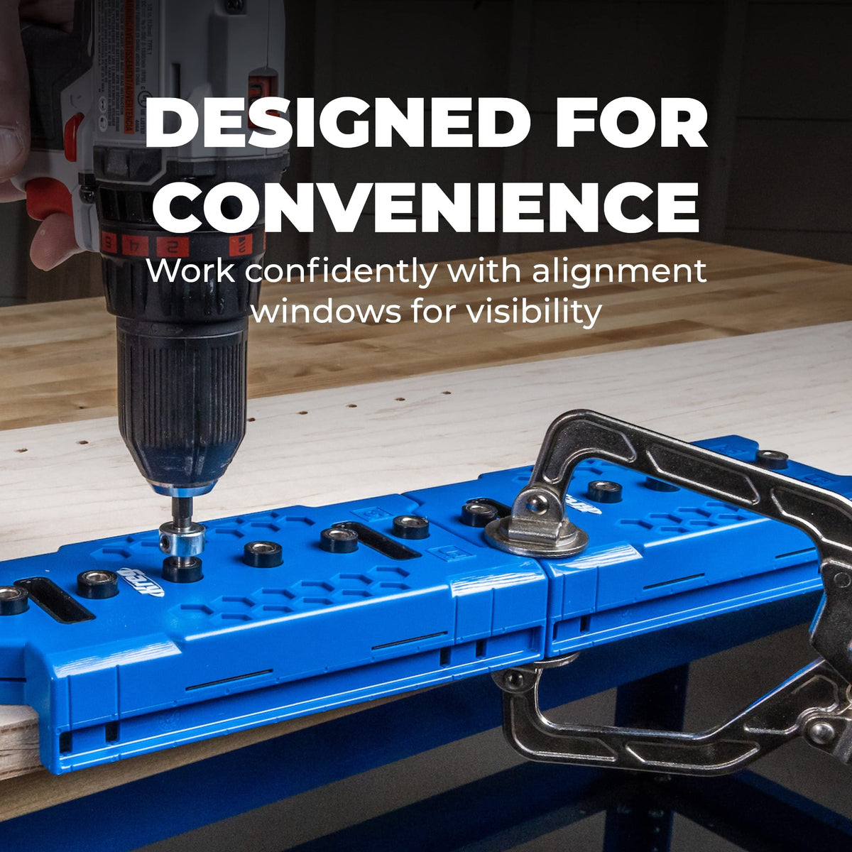 Kreg Shelf Pin Jig ensures even hole spacing for professional layouts