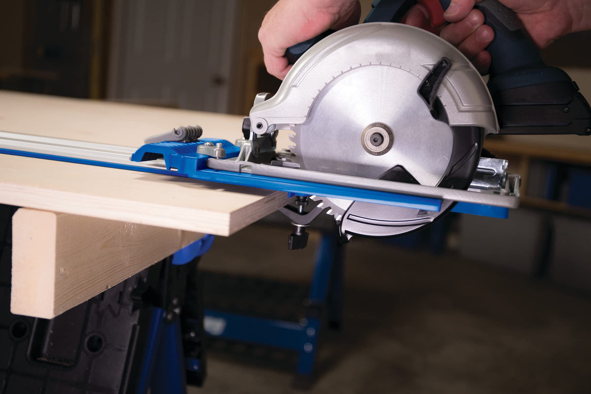 Kreg Track Clamps aiding in shop-built jig creation