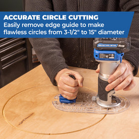 Kreg Trim Router Edge Guide enables circle cutting with guided precision