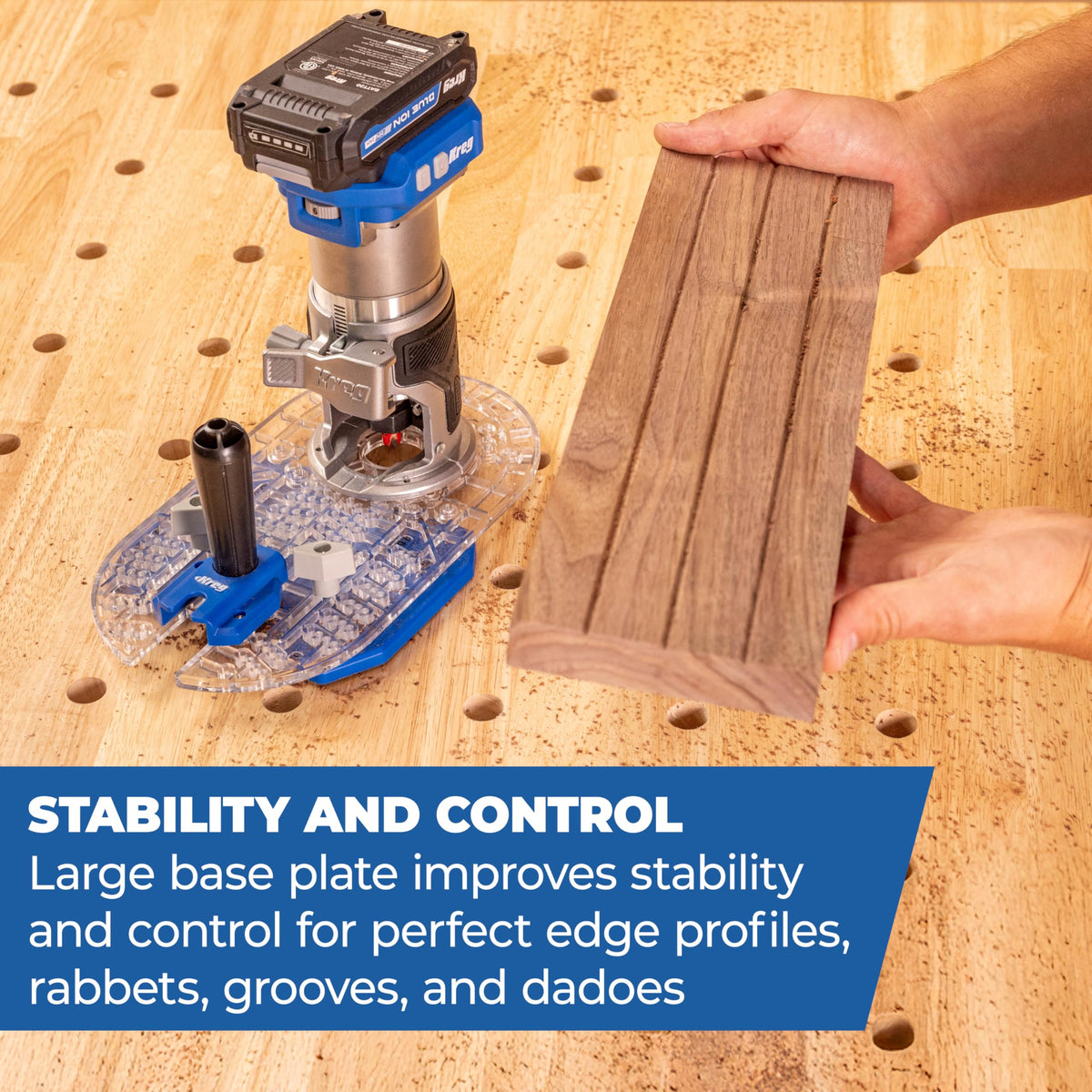 Kreg Trim Router Edge Guide fits most trim routers for versatile workshops