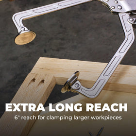 Kreg Wood Project Clamp 6-inch wide on material, showing clamping action.