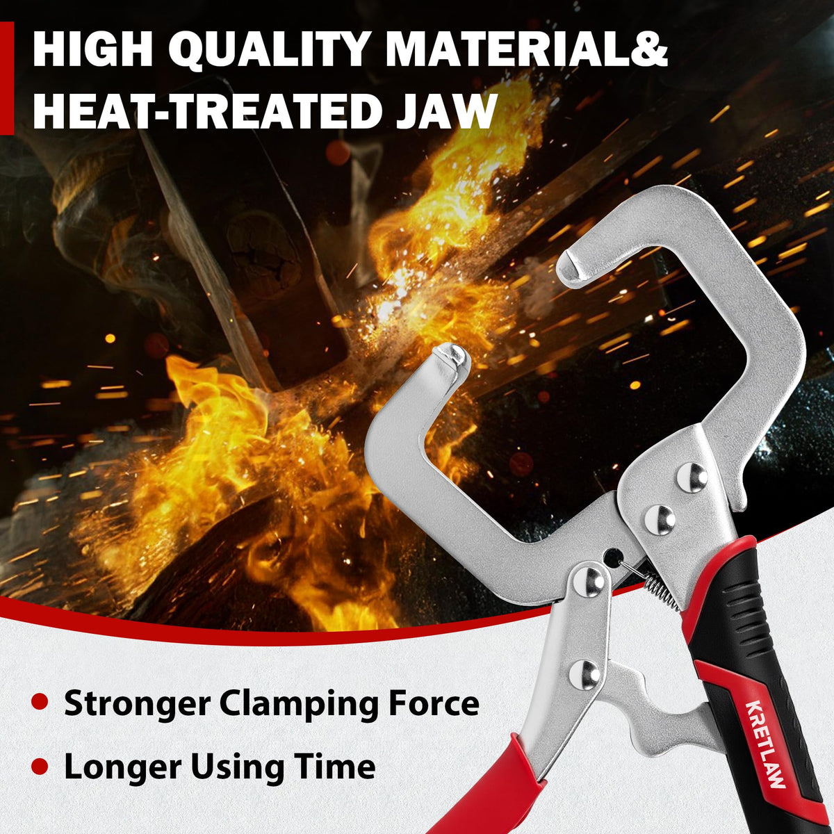 KRETLAW locking pliers jaw open to fit varying material thicknesses