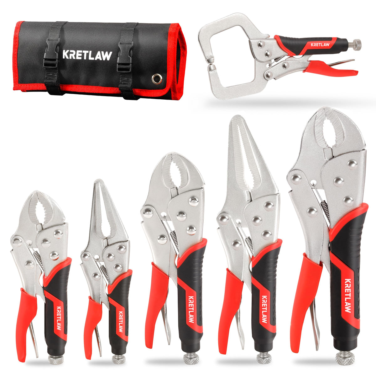 KRETLAW vice grips set curved jaw for versatile gripping in DIY projects.