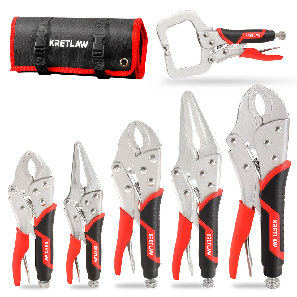 KRETLAW vice grips set curved jaw for versatile gripping in DIY projects.