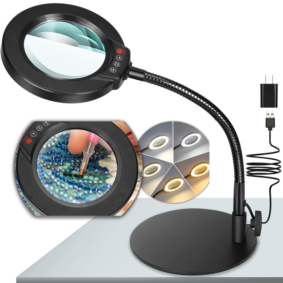 Krstlv 10X magnifying lamp with flexible neck for precise crafting.