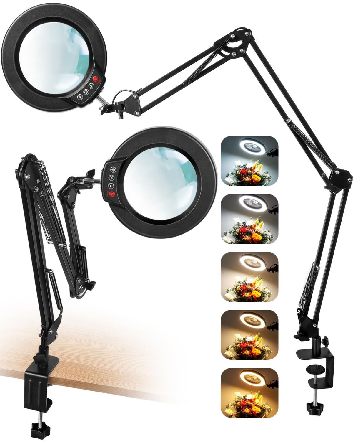 Krstlv 12x magnifying glass with light and extended arm for precise repairs and crafts.