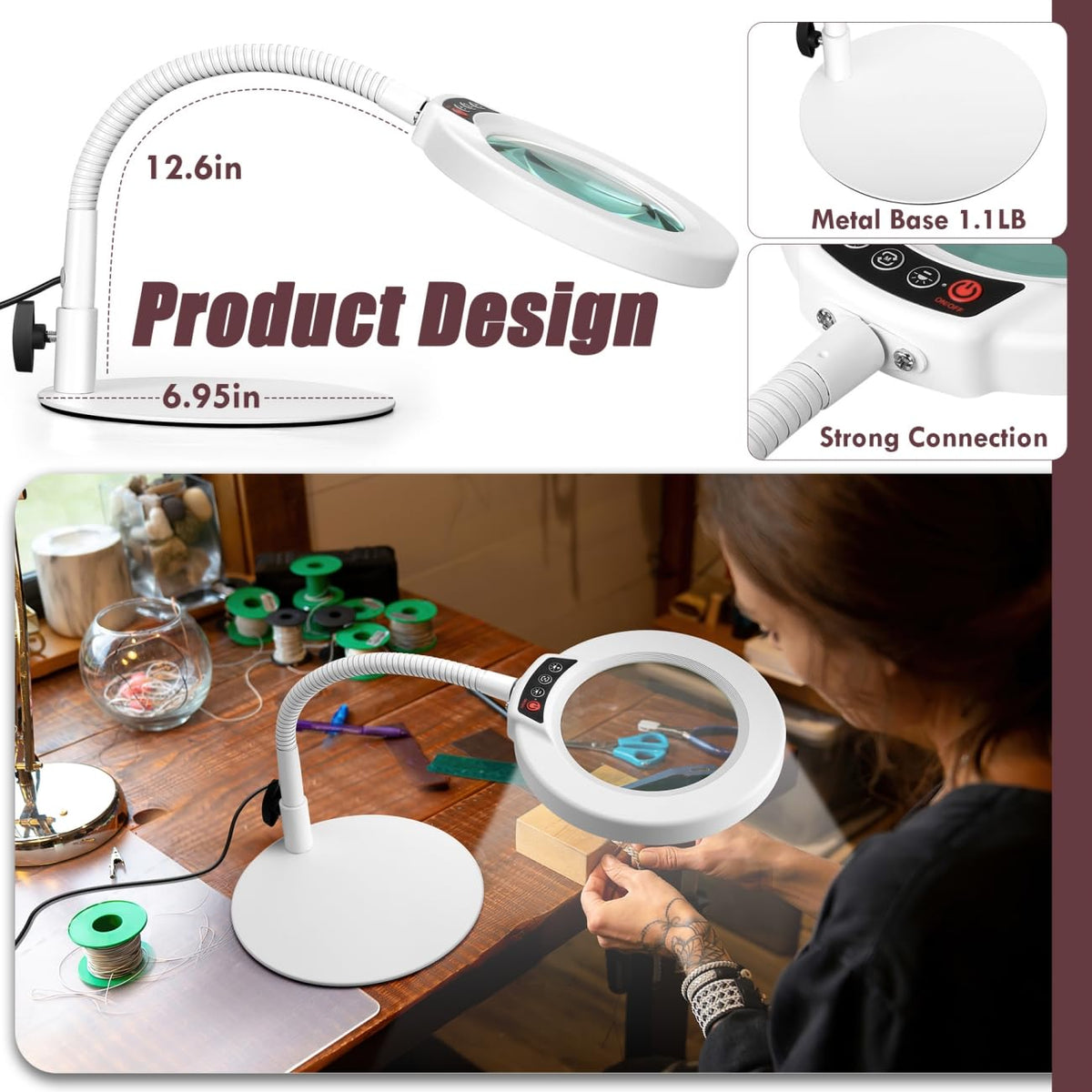 Krstlv stepless dimming reduces glare during intricate projects.