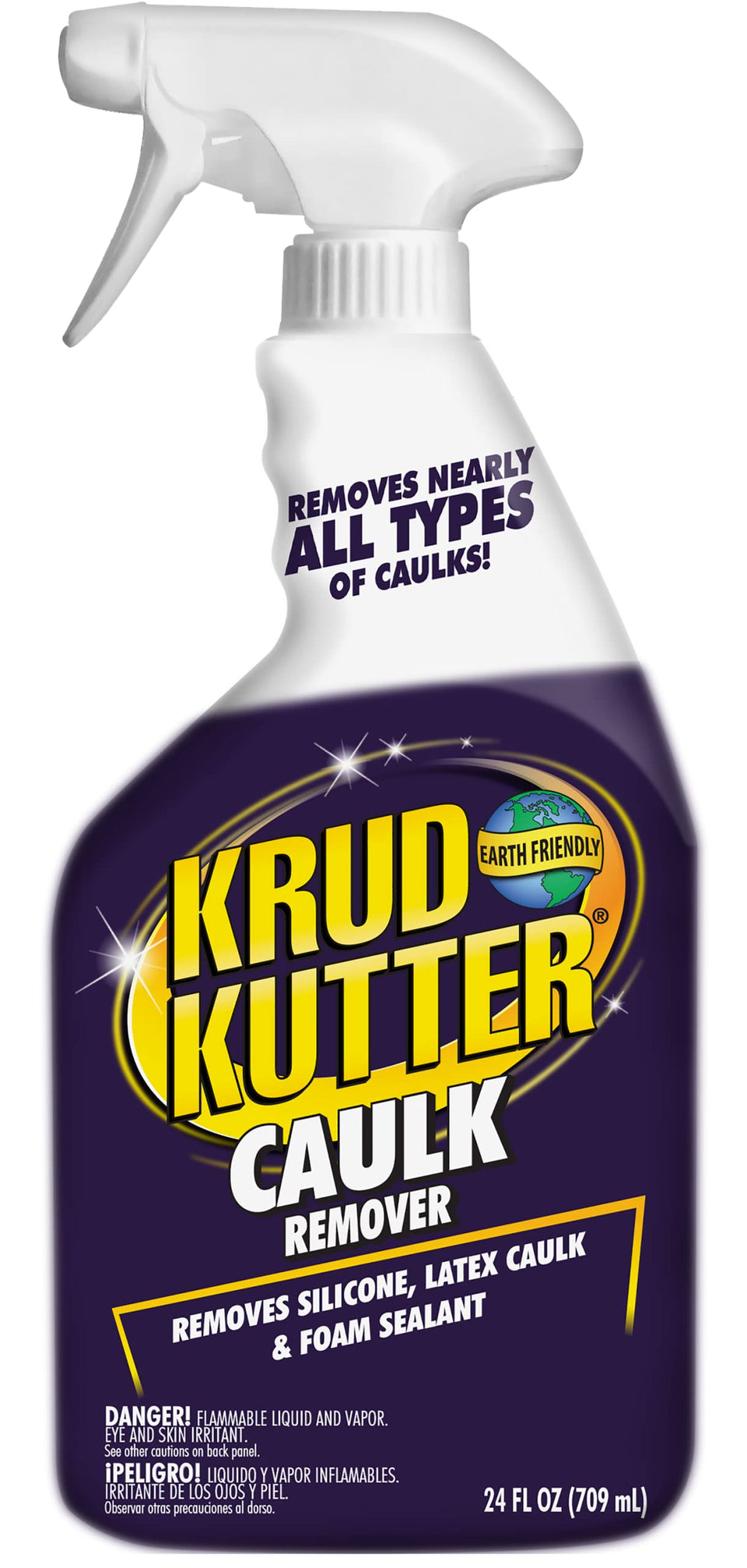 Krud Kutter Caulk Remover Spray bottle; softens caulk for easier removal.