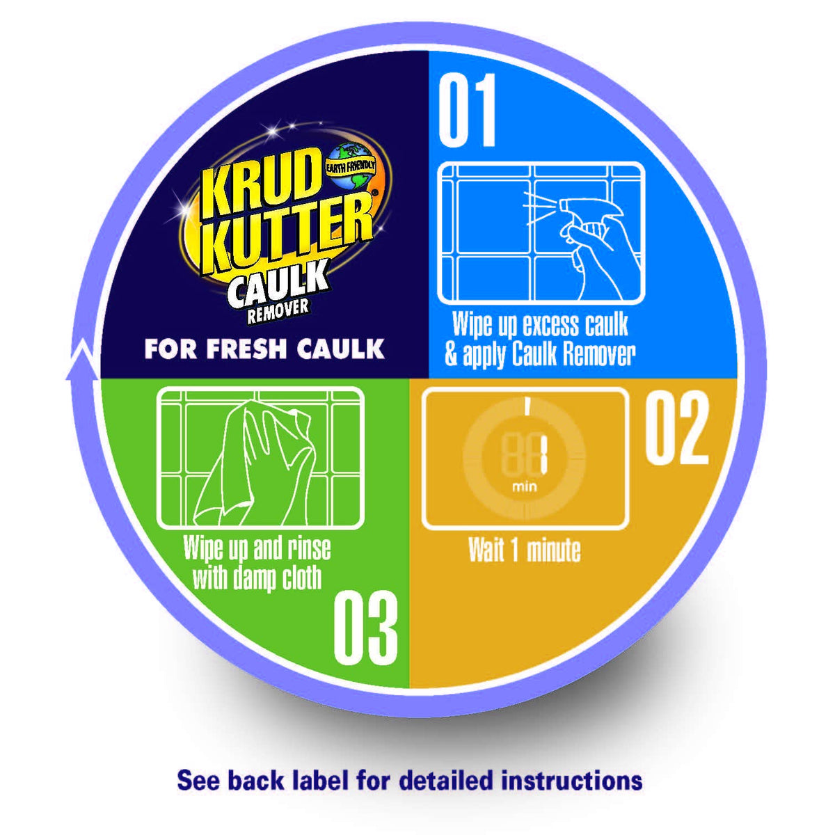 Tile surface prep with Krud Kutter Caulk Remover Spray.