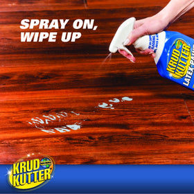 Krud Kutter Latex Paint Remover Spray removes dried paint effectively.