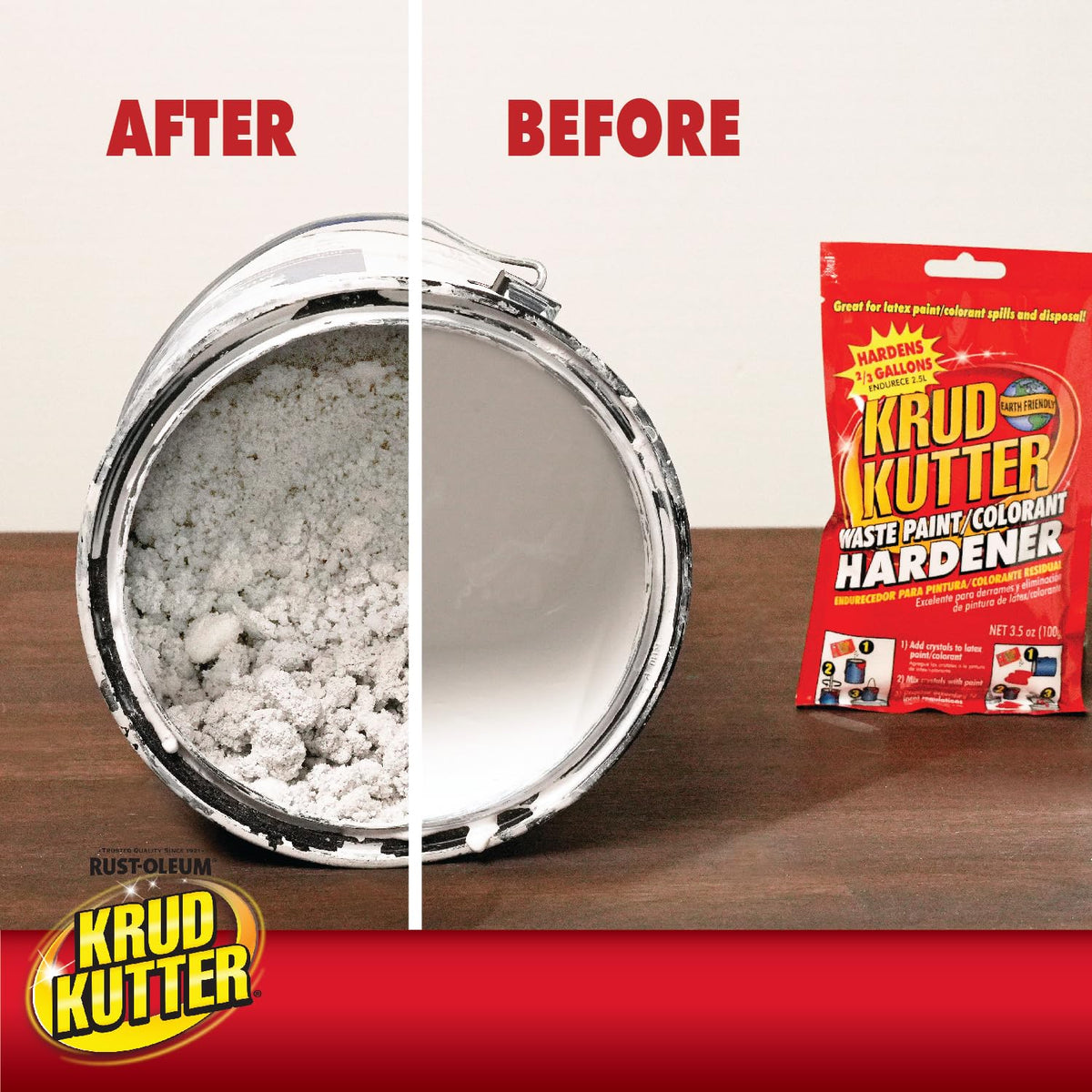 Krud Kutter solidified paint ready for disposal under local guidelines.