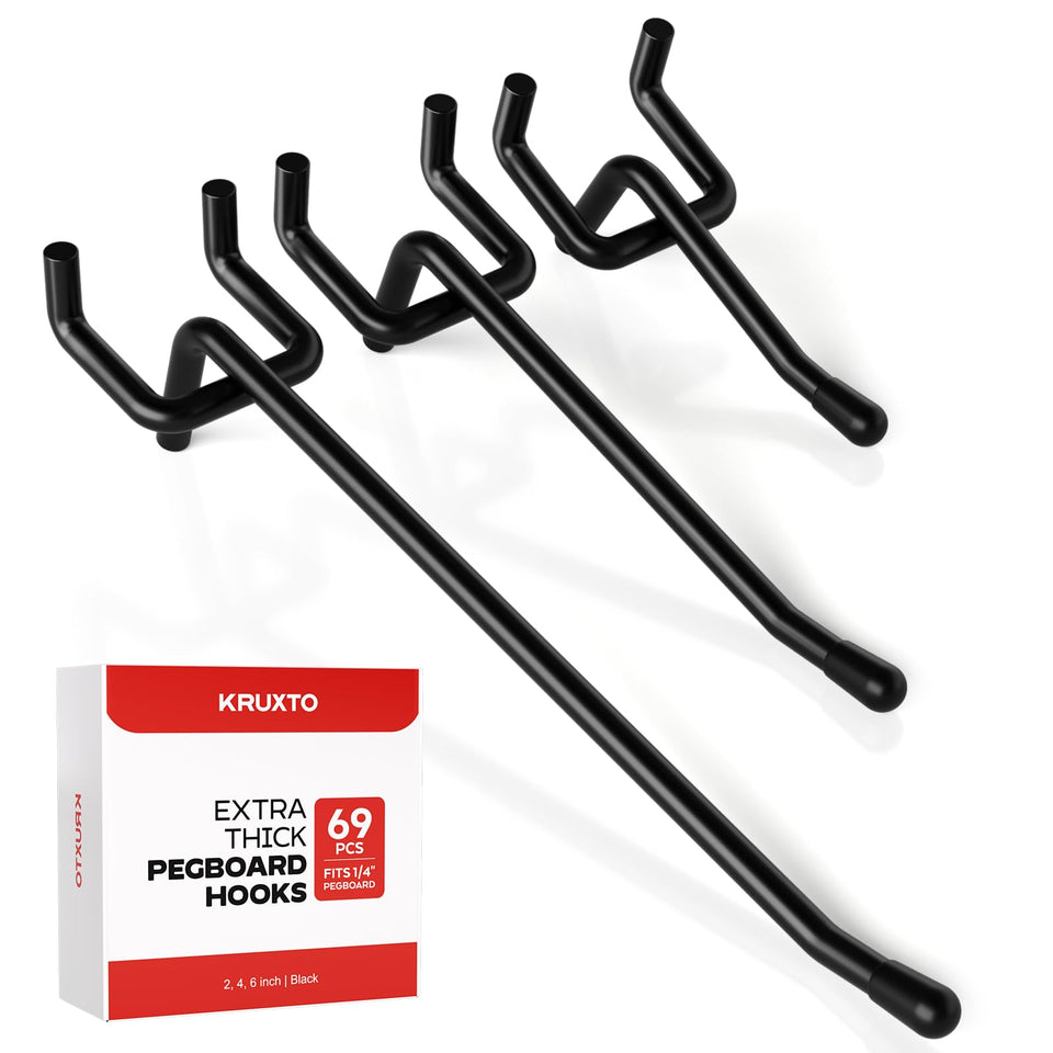 KRUXTO pegboard hooks hero display shows organized wall storage.