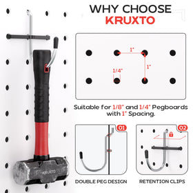 KRUXTO straight hooks collection supports versatile tool hanging.