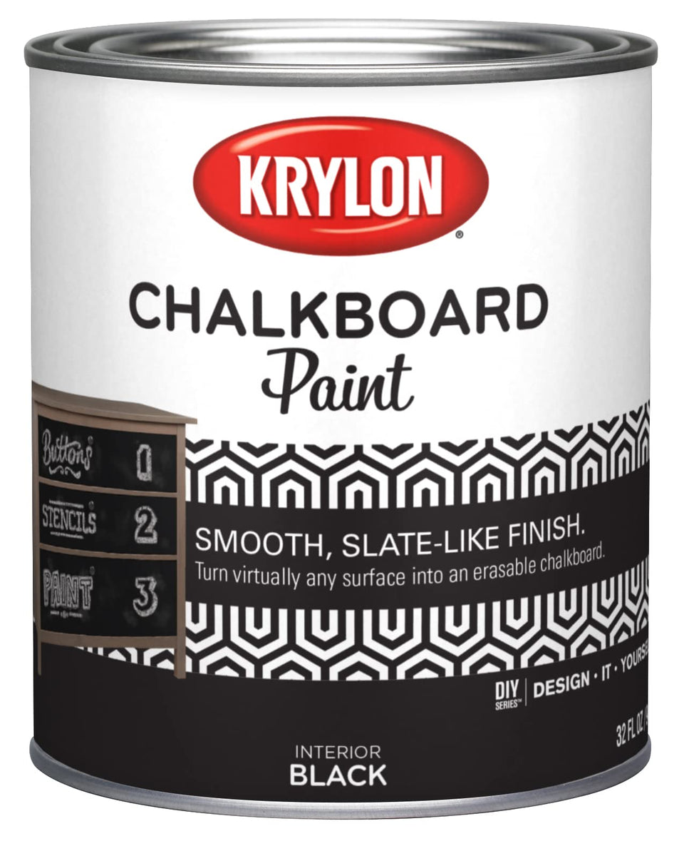 Krylon Chalkboard Paint brush-on application forms a ready-to-use chalkboard surface.