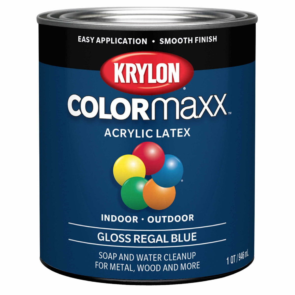 Krylon COLORmaxx Regal Blue 1 qt bottle shown for durable surface refinishing
