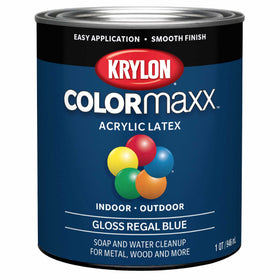 Krylon COLORmaxx Regal Blue 1 qt bottle shown for durable surface refinishing