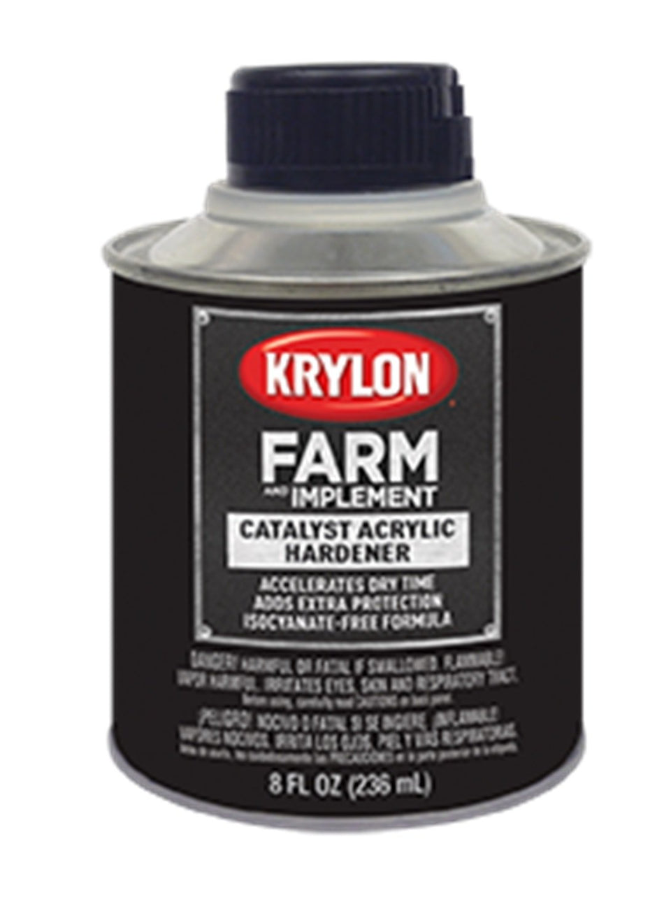 Krylon Farm and Implement Catalyst bottle front view illustrating faster drying