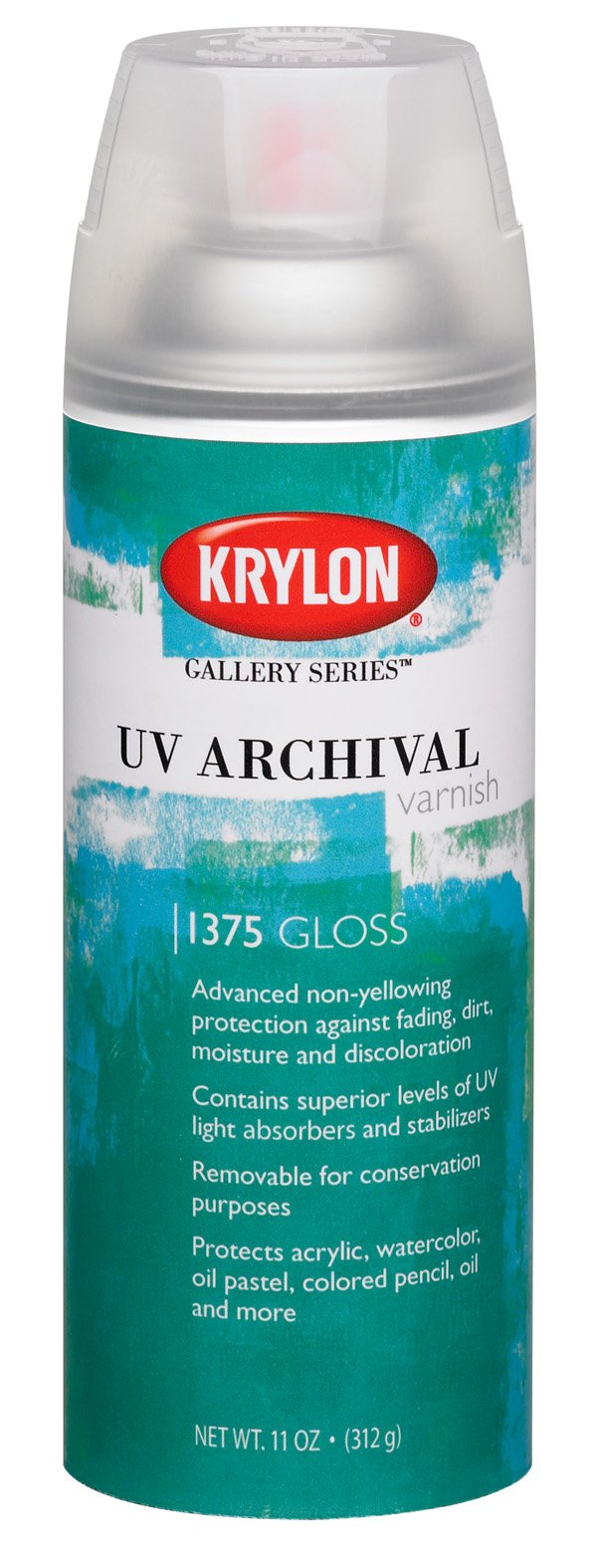 Krylon Gallery Series UV Archival Varnish gloss spray can protects fine art from UV fading.