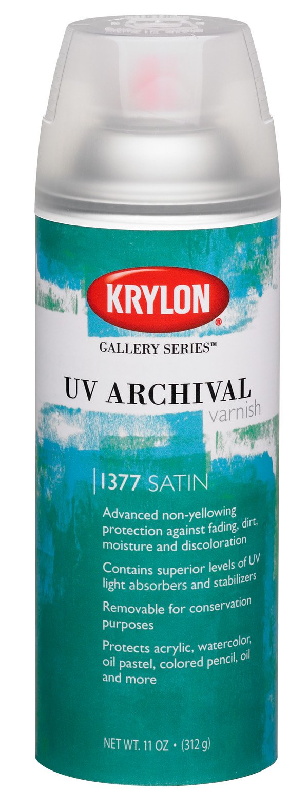 Krylon Gallery Series UV Archival Varnish satin 11 oz can protects art with UV resistance.