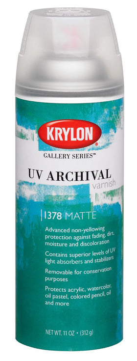 Krylon Gallery Series UV Archival Varnish spray with matte finish for artwork.