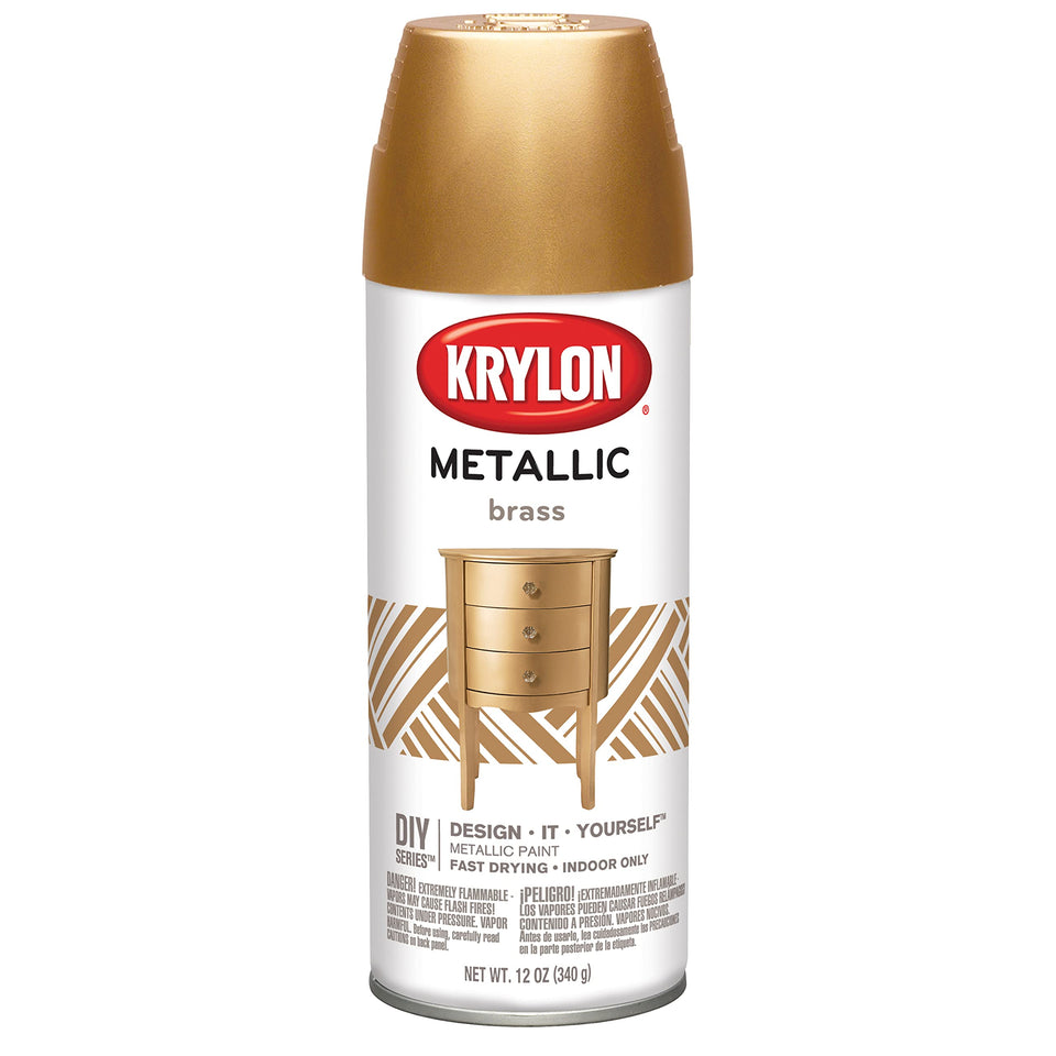 Krylon general purpose spray paint metallic brass can for versatile finishes on wood or metal