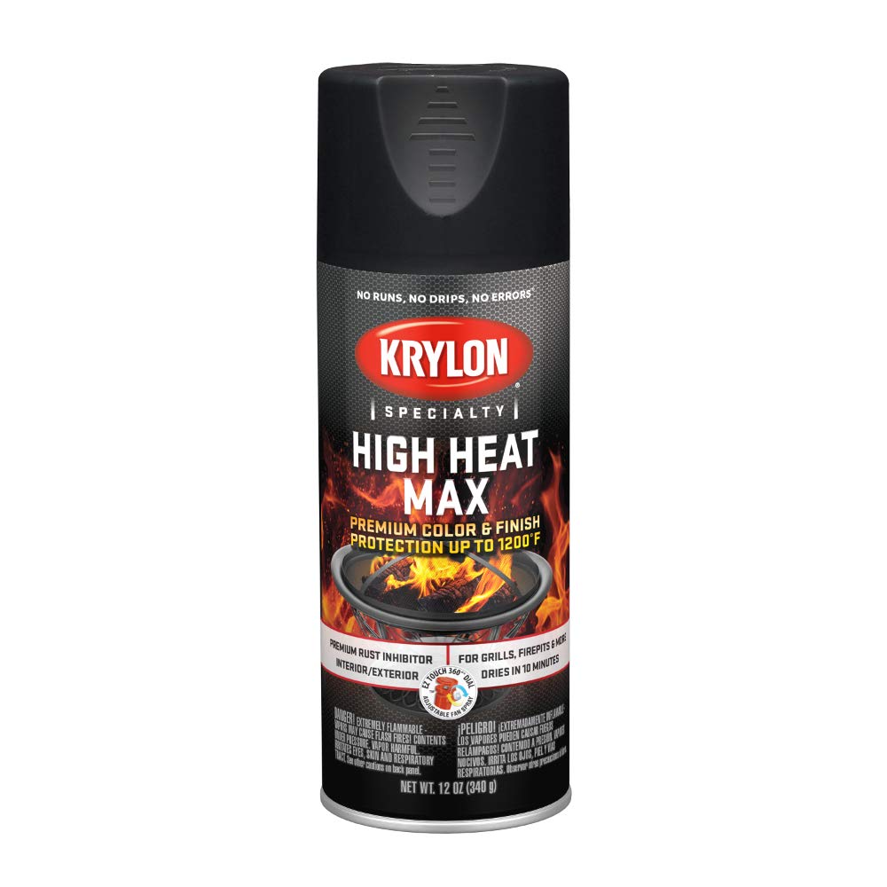 Krylon High Heat Max black gloss bottle ready for durable metal finishes