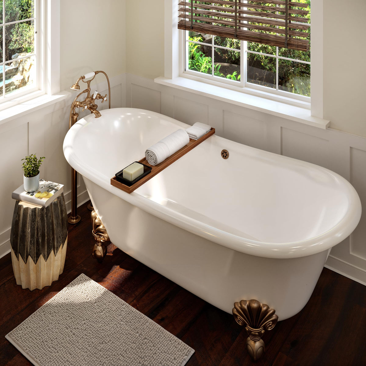 Krylon finish withstands hot water giving lasting bathroom shine