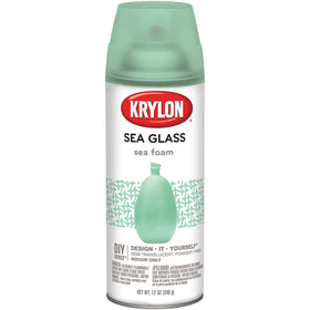 Krylon Sea Glass Sea Foam on a vase for a frosted beach-inspired glass finish.