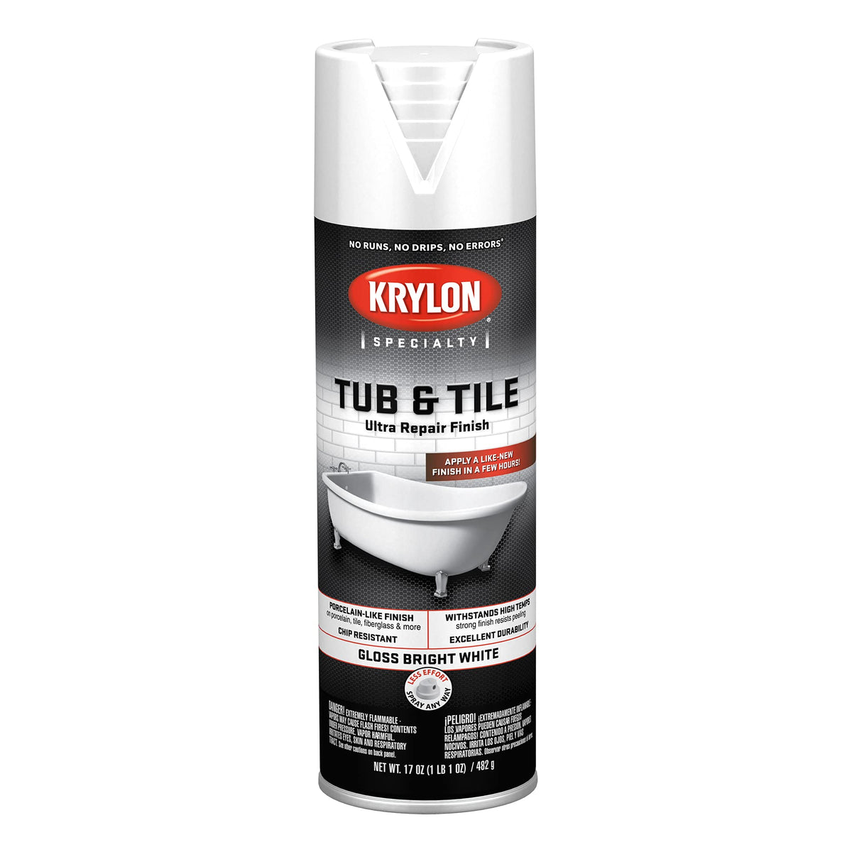 Krylon Tub and Tile Ultra Repair finish spray can restoring porcelain like gloss on tubs and tiles