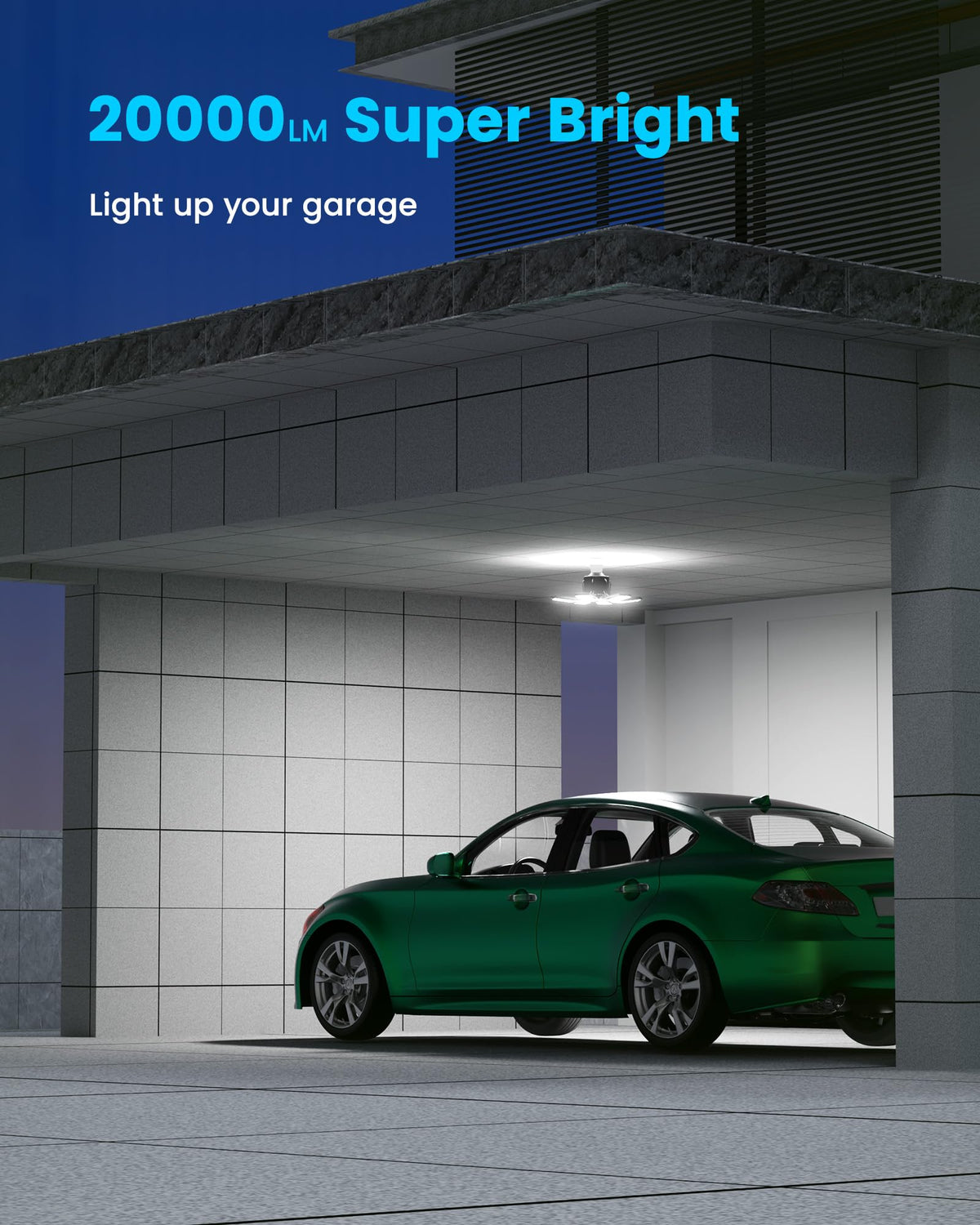 Kryoza 20000LM LED output brightens large garages or workshops