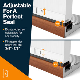 KS Hardware door sweep installation close-up shows easy mounting