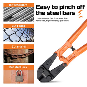 KSEIBI 24-inch bolt cutter pierces rivets for quick work.