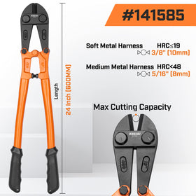 KSEIBI 24-inch bolt cutter slices through thick steel wire smoothly.
