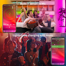 KSIPZE LED lights controlled via app for quick color changes.