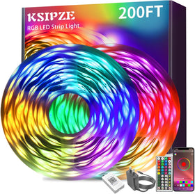 KSIPZE LED strip lights 200ft color-changing room for vibrant ambient lighting.