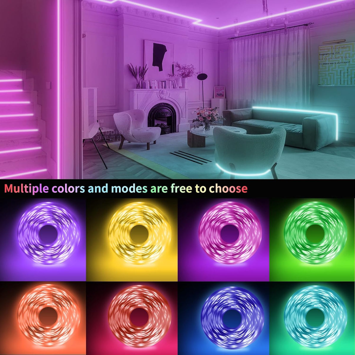KSIPZE LED strip lights 200ft easy peel stick installation guide.