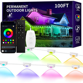 KSIPZE outdoor lights on eaves, easy installation for year-round ambiance.