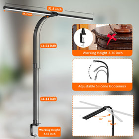 Ksunun 24W LED desk lamp with five color temps and five dimming levels