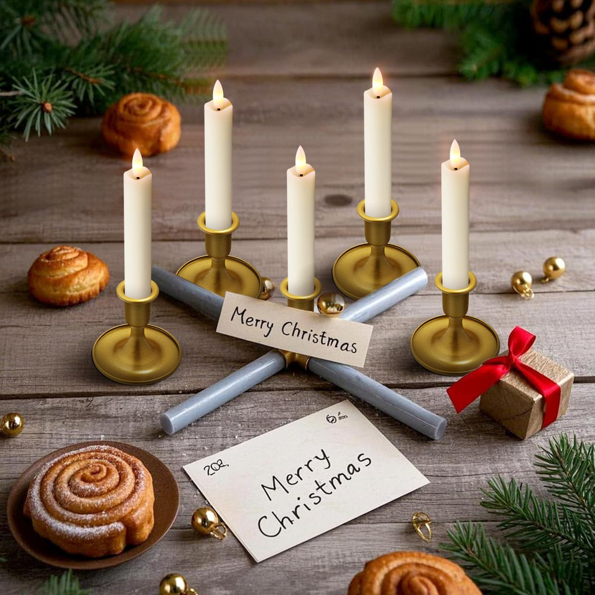 KSWING 6-pack white flameless taper candles ideal for dining tables