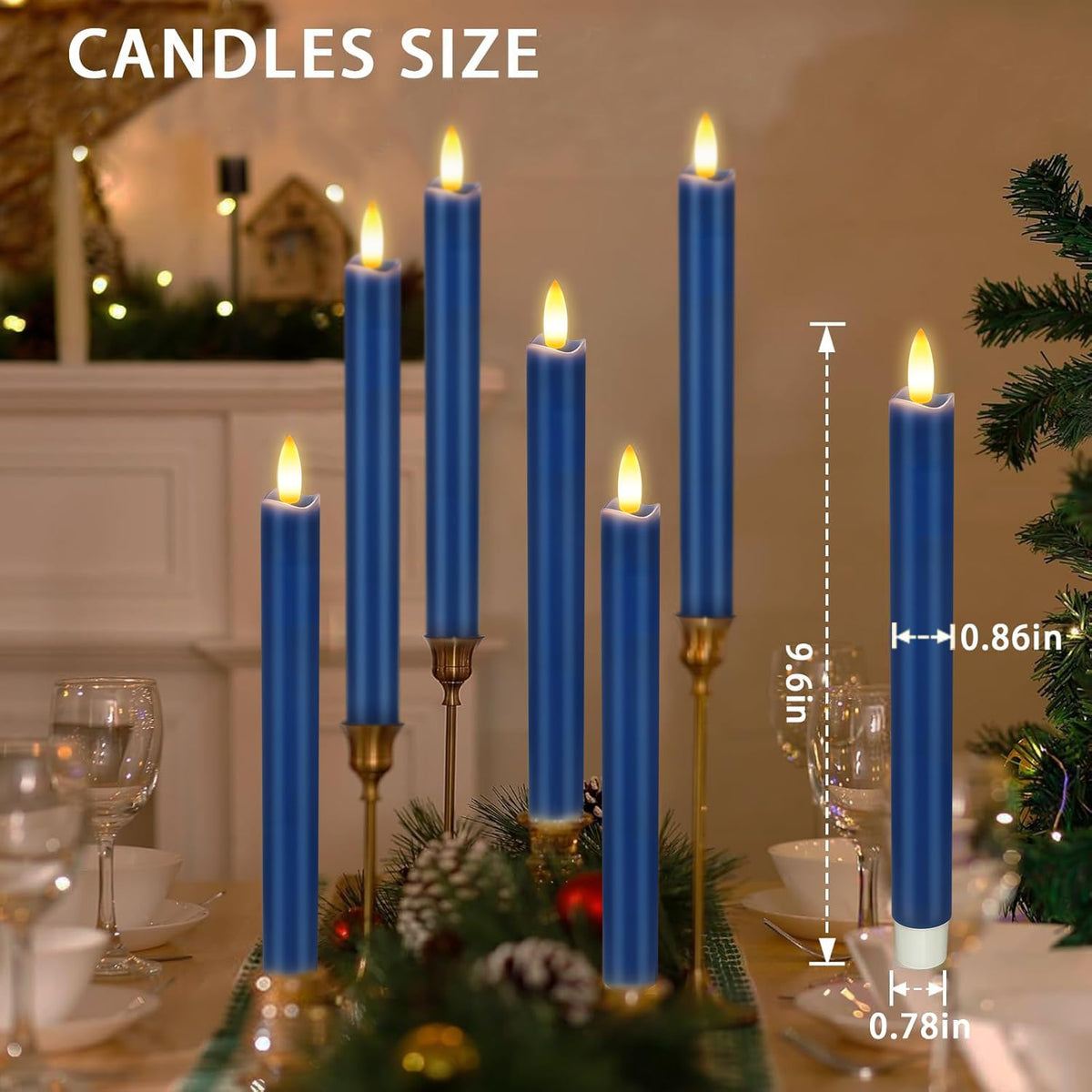 KSWING navy blue taper candle on wedding table decor setting