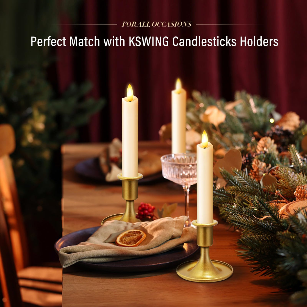 KSWING remote-control 6-inch ivory taper candle with timer