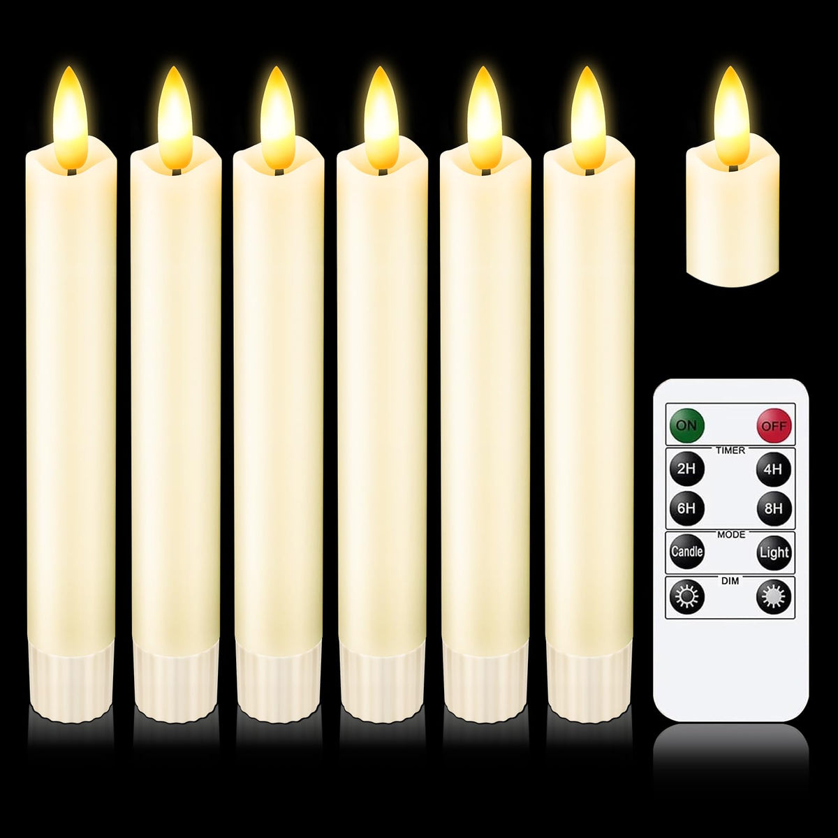 KSWING real wax 6-inch LED taper candle with remote for safe ambiance
