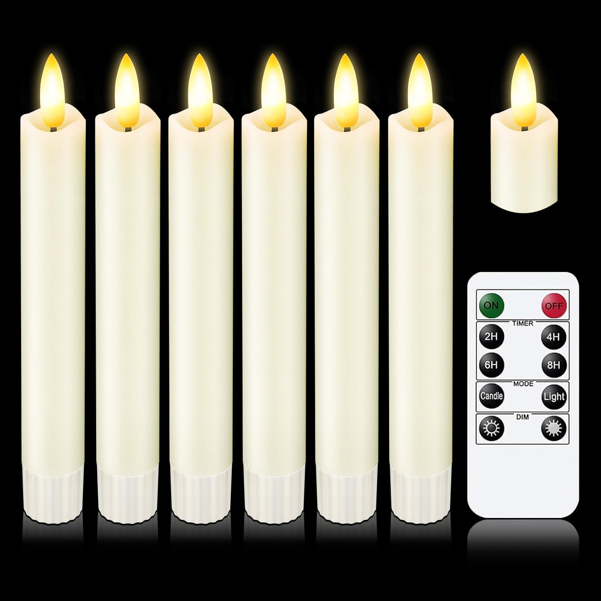 KSWING upgraded real wax short LED taper candles with remote for convenient ambiance